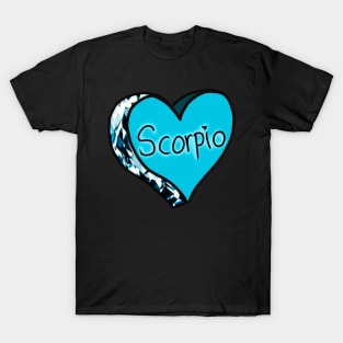 Scorpio Blue Aquamarine Love Heart T-Shirt